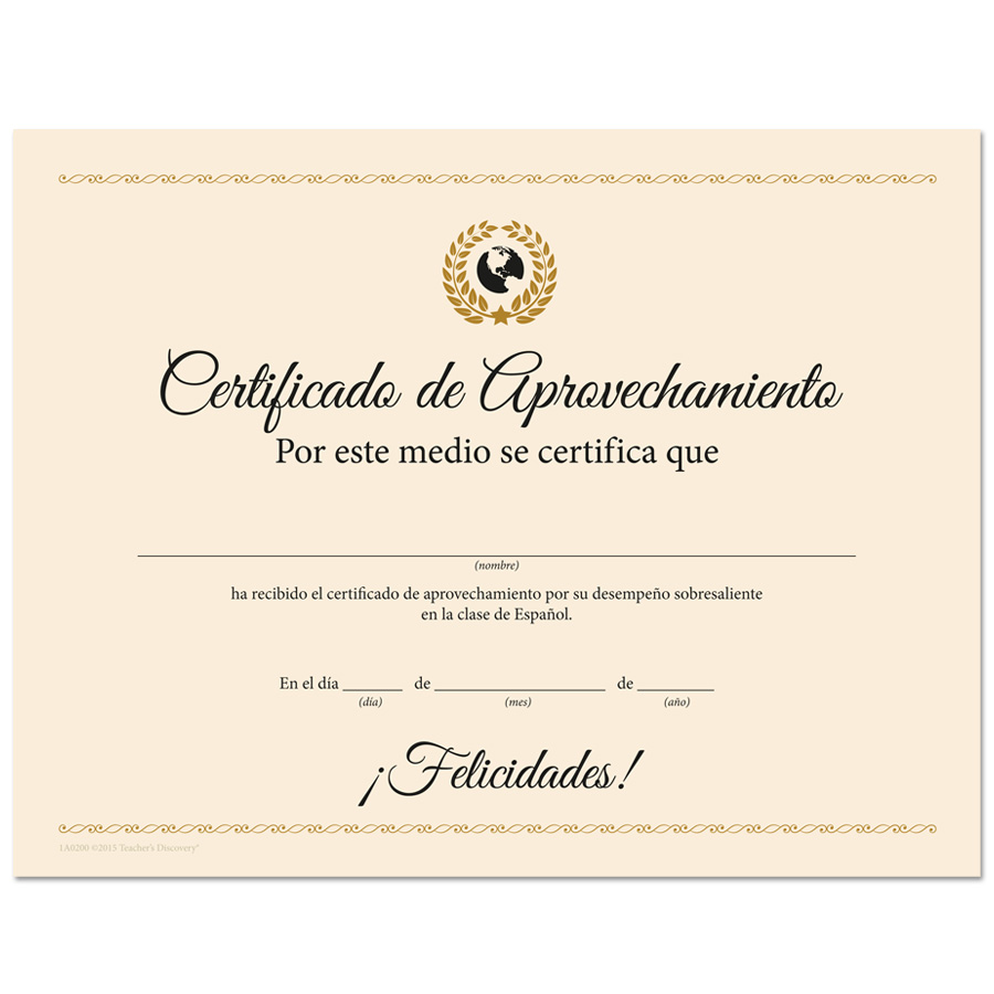 Free Printable Spanish Award Certificates - Templates Printable Download