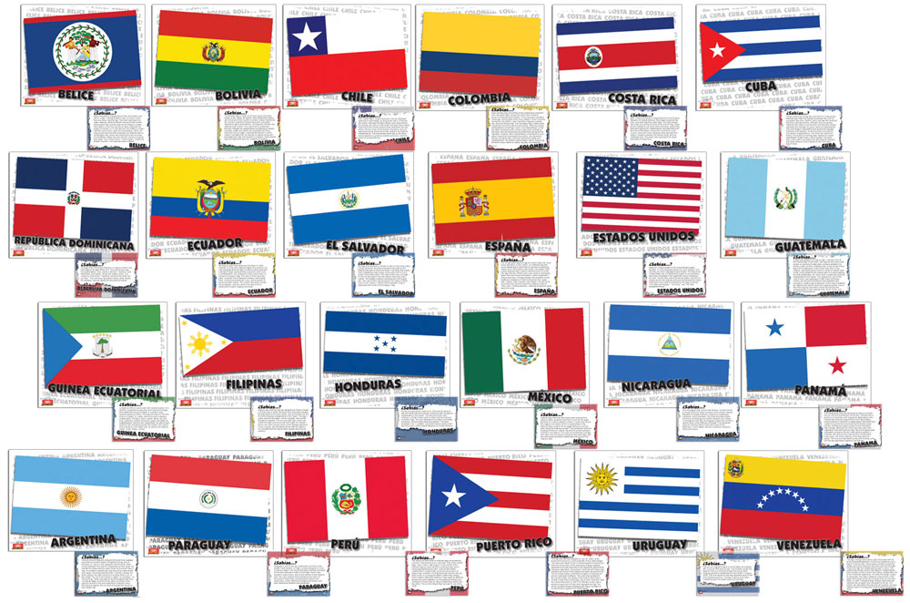 Flags of Spanish-Speaking Countries Bulletin Board Set, Spanish ...