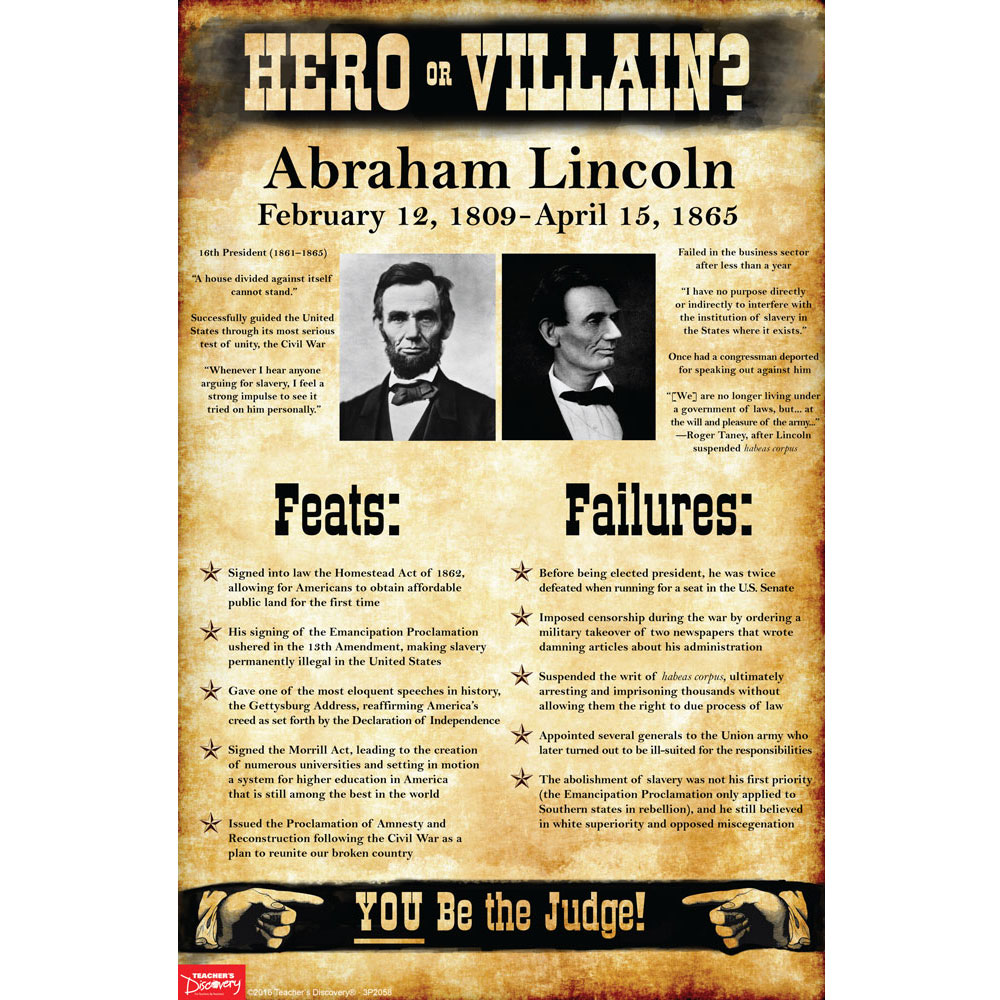 Presidency Chart Abraham Lincoln 16th Answers